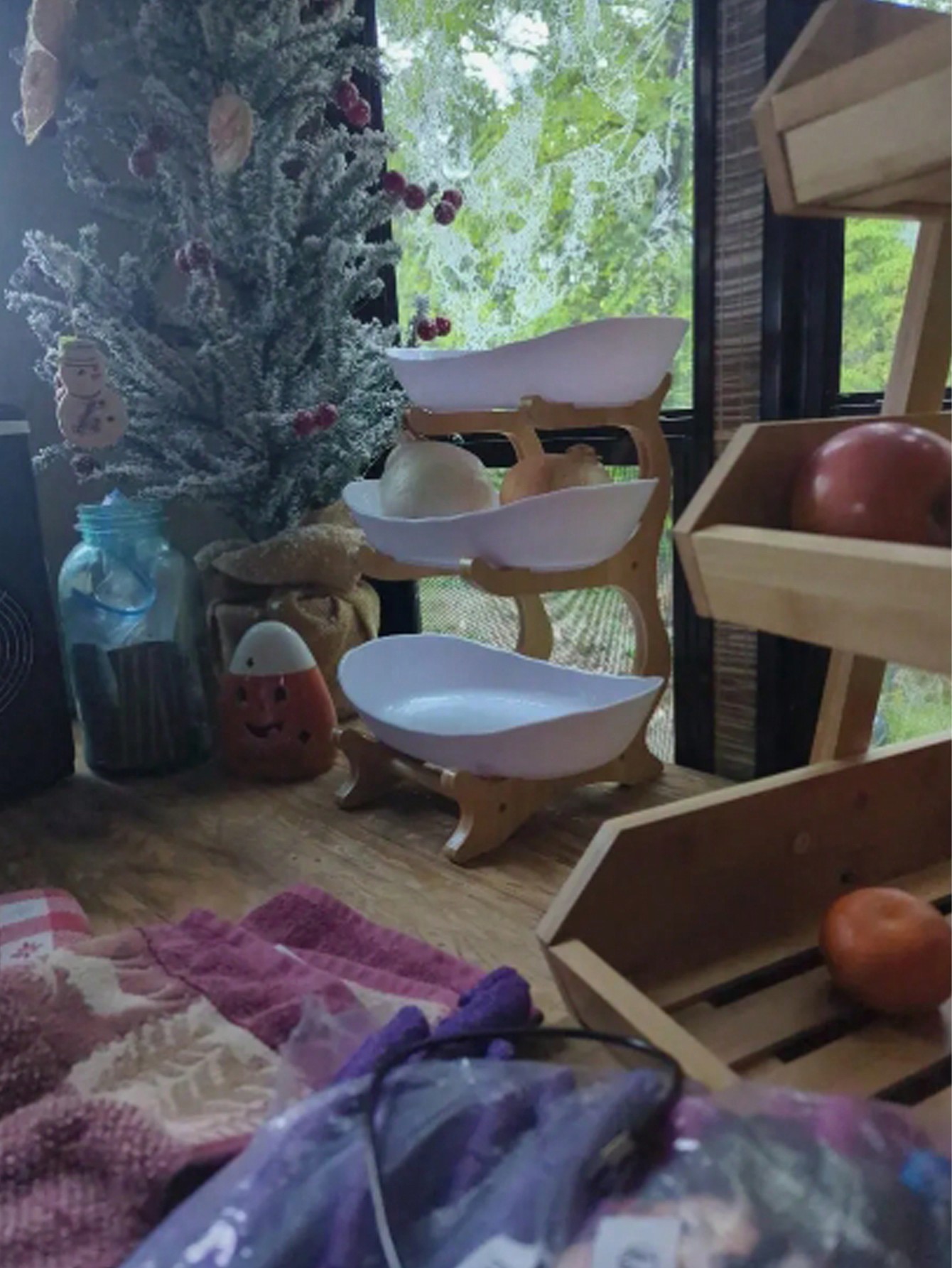 Luxury 3-Tier Wooden Fruit Bas - Snacks Food Gift Baskets ulasan dan harga