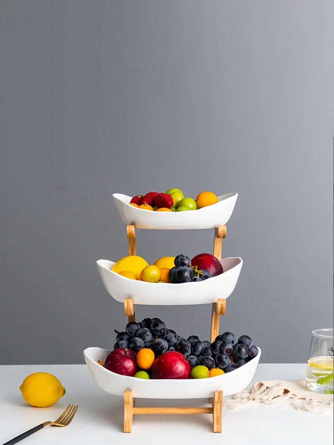 Luxury 3-Tier Wooden Fruit Bas - Snacks Food Gift Baskets ulasan dan harga