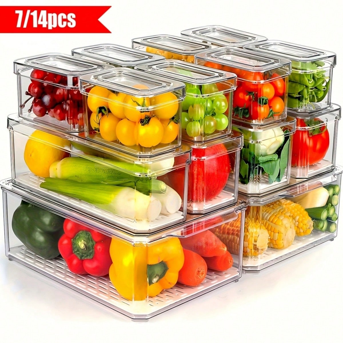 7/14 Pack Stackable Fridge Org - Food Packed Snacks ulasan dan harga