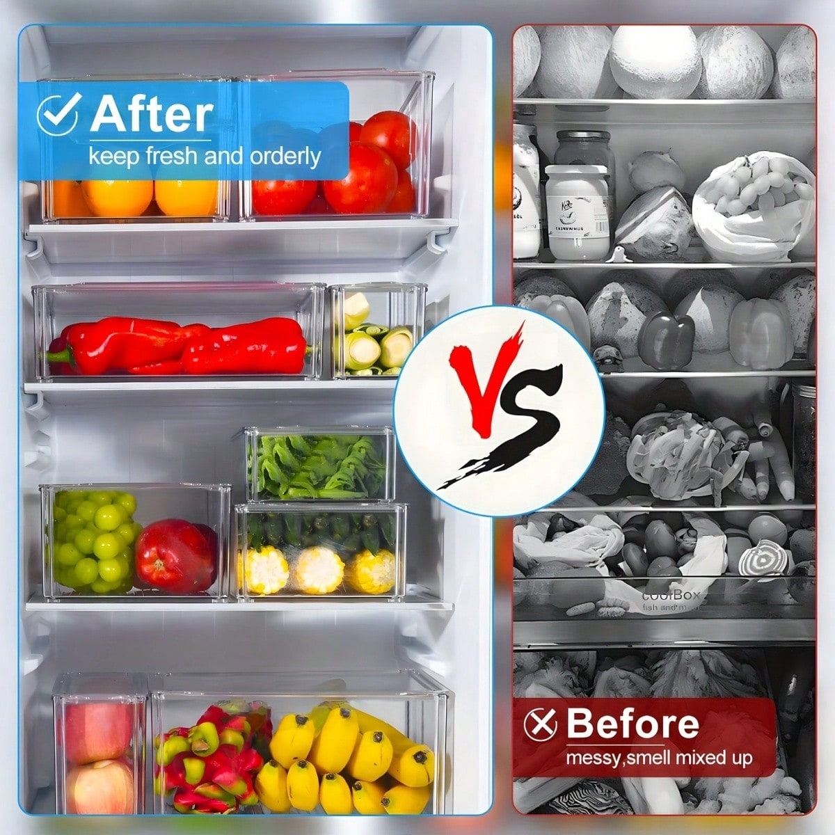 7/14 Pack Stackable Fridge Org - Food Packed Snacks ulasan dan harga