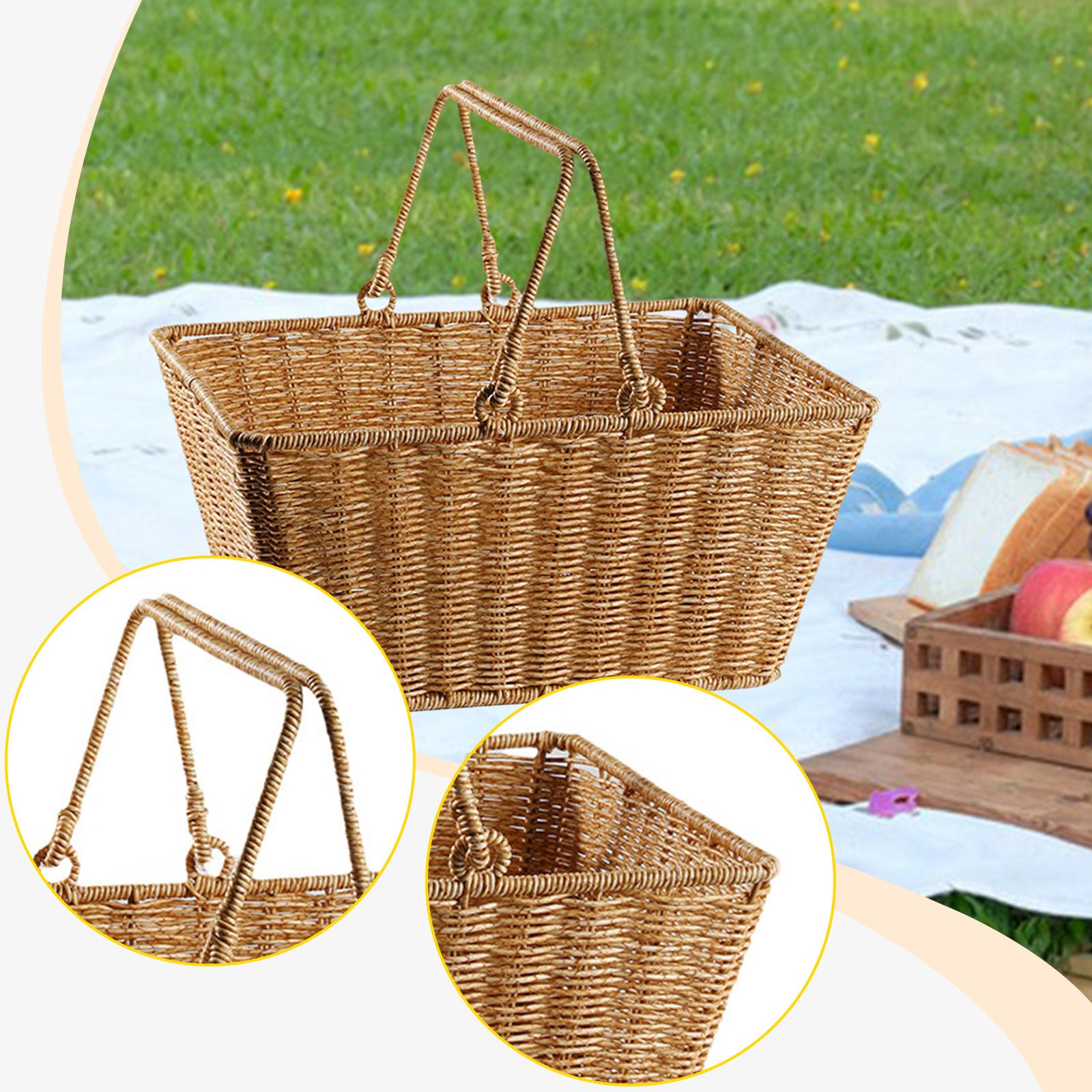 Picnic Storage Basket with Han - Snacks Food Gift Baskets ulasan dan harga