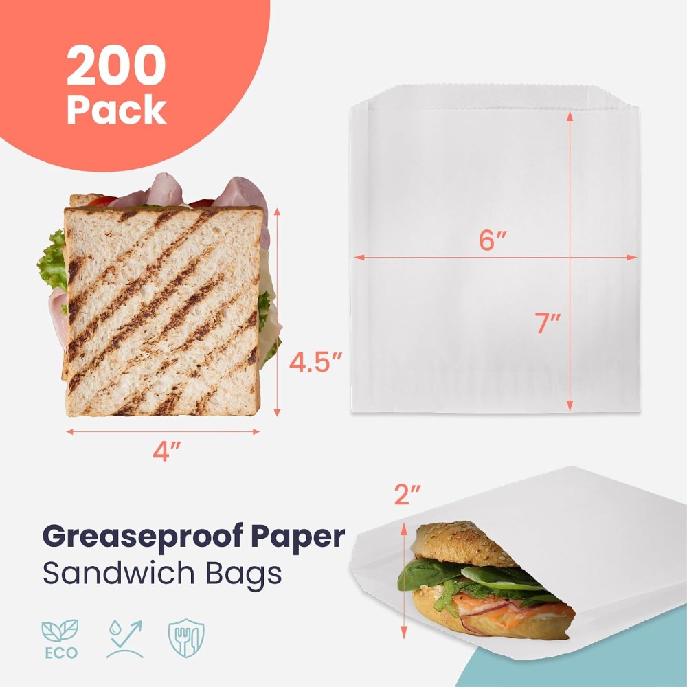 200 Pack Greaseproof Sandwich  - Food Packed Snacks ulasan dan harga