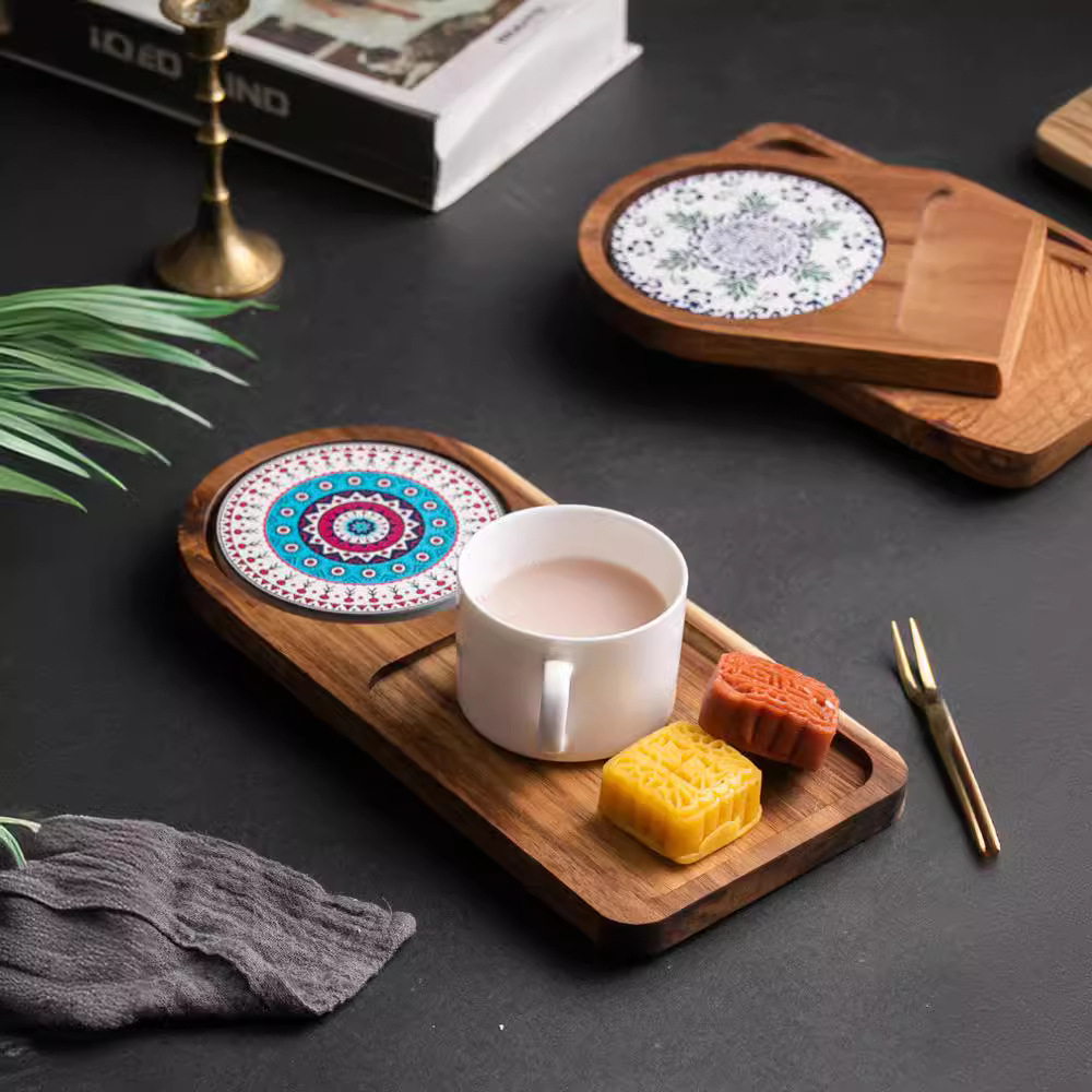 Acacia Wood Tea Tray Food Oval - Food Snacks In Japan ulasan dan harga