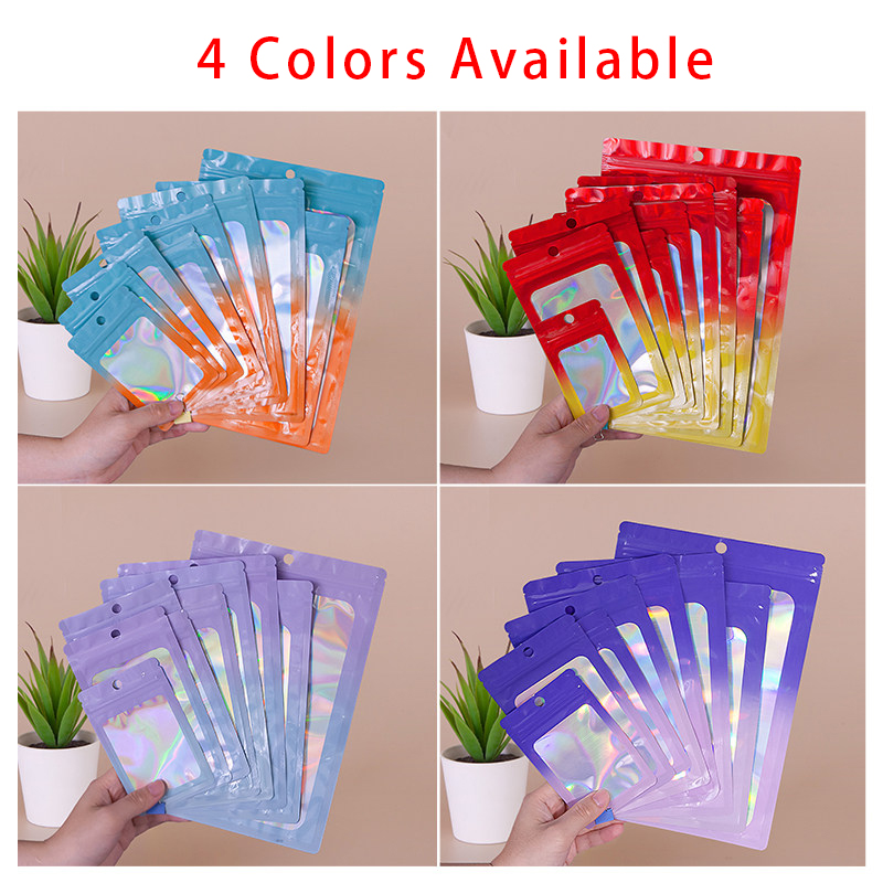 Holographic Color Square Zippe - Food Packed Snacks ulasan dan harga