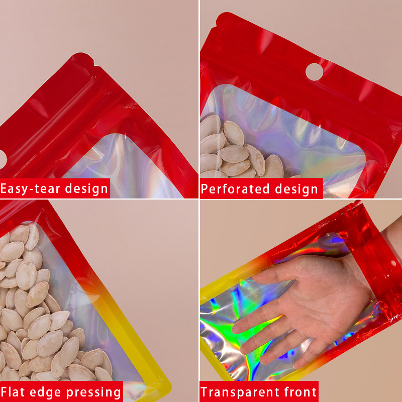Holographic Color Square Zippe - Food Packed Snacks ulasan dan harga