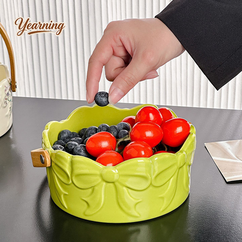 High End Bow Handle Ceramic Fr - Snacks Food Gift Baskets ulasan dan harga