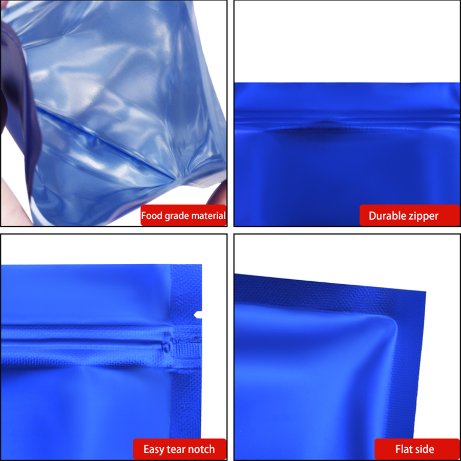100pcs Matte Blue Foil Zipper  - Food Snack ulasan dan harga